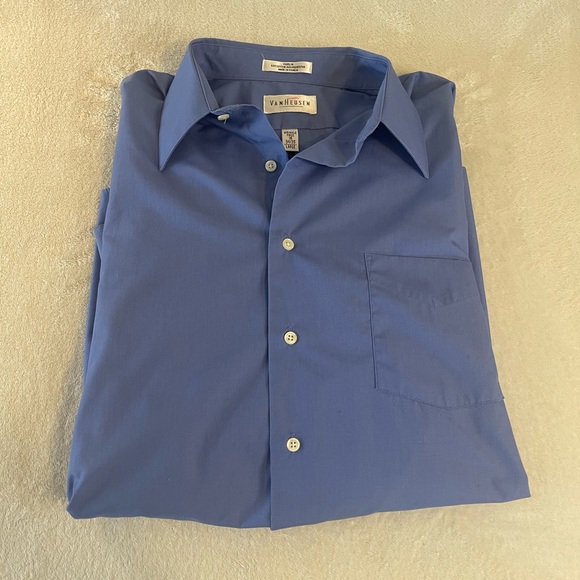 Van Heusen Blue Wrinkle Free Dress Work Shirt Men's Large 16 34/35 Long Sleeve - Picture 6 of 6